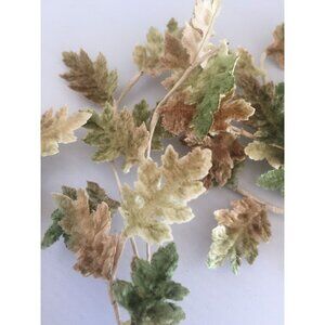 1945-1949 Handmade Floral Velvet Oak Leaves One Stem Artificial Flowers Germany